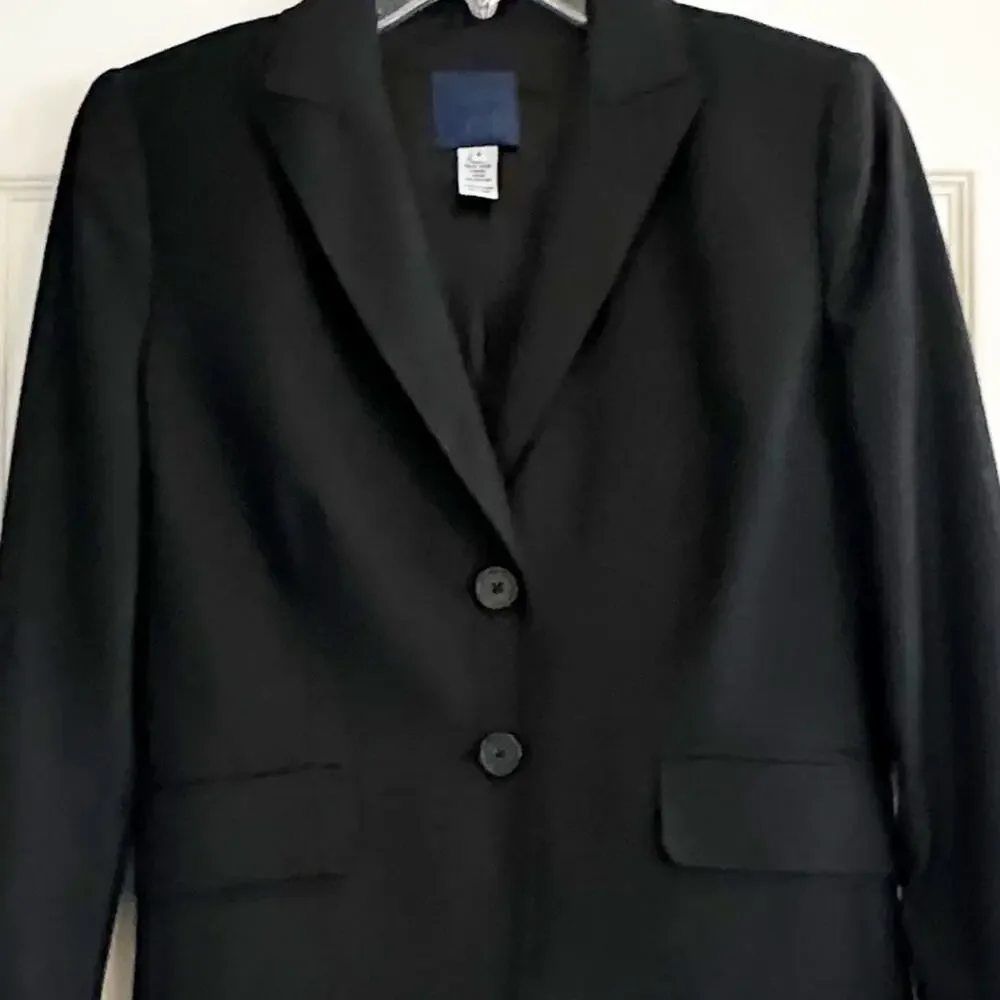 J Crew 100% Wool Solid Navy Blue Blazer Classic Retro Blue Label Size 4 Preppy